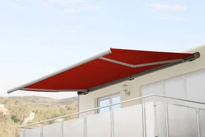 B-Ware Elektrische Kassettenmarkise H122, Markise 4x3m, Polyester bordeaux-rot - Bild 1 von 6