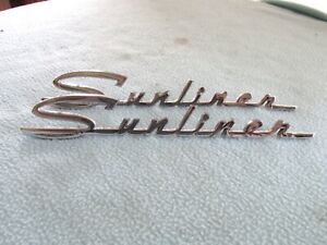 PAIR OF NICE USED "SUNLINER" EMBLEMS FOR 1955 1956 FORD SUNLINER