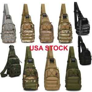 Mens Backpack Waterproof Tactical Sling Chest Pack Shoulder Bag Outdoor Hiking - Picture 1 of 82