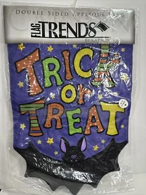 NOVO Garden Flag Trends By Carson 12,5x18 Trick Or Treat Halloween Black Bat - Imagem 1 de 4