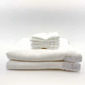 Hotel Balfour Collection White Waffle 100%Cotton 2 Bath 5 Washcloth Towels 7 Set - Picture 1 of 9