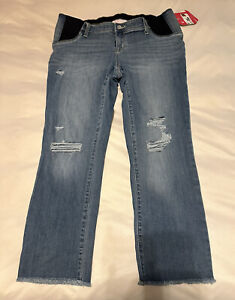 Ingrid & Isabel Maternity Straight Crop Distressed Jeans Women’s Size 8 NWT