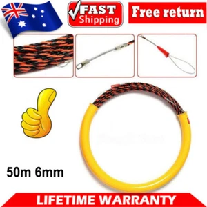 AU 50M 6mm Conduit Cable Push Wire Puller Rodder Snake Fish Tape Tube Guide Tie - Picture 1 of 13