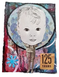 "BABYFACE" Original Mixed Media Collage Abstract Surrealism Art ACEO OUTSIDER - Picture 1 of 6