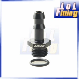 -6AN AN6 O-Ring Boss To 8mm Hose Barb Fuel Oil Fitting Adapter Aluminum Black - Picture 1 of 5
