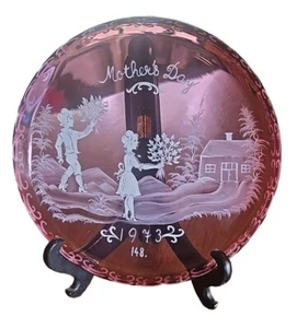 TELLER MUTTERTAGE 1973 MARY GREGORY ROT HANDBEMALT ROT/ROSA #148 - Bild 1 von 6