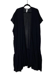 Aerie Maxi Cape, vorne offen, transparent schwarz, Kurzarm, Rüschensaum, One Size. - Bild 1 von 5