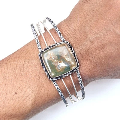 Ocean Jasper Gemstone Antique Jewelry Cuff Bracelets 7''Adjustable - Image 1 of 4