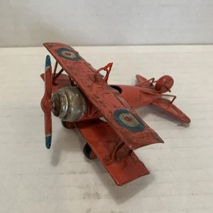 vintage-style decorative metal biplane Ornament - Picture 1 of 9