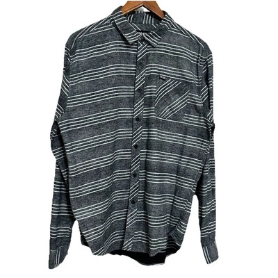 Camisa Zoo York Para Hombres Grande Gris Rayas Franela Abotonada Patinador Y2K Ciudad Adulto Foto 1 de 4