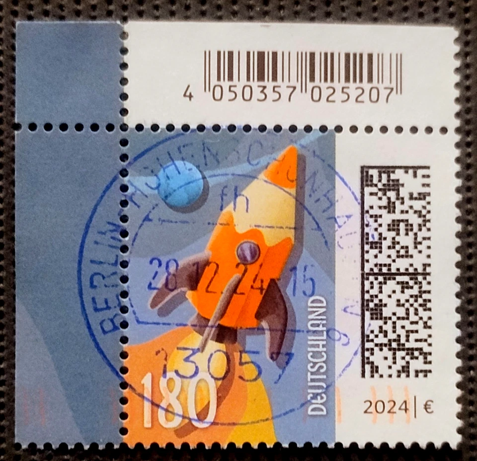 BRD 2024 Welt der Briefe MiNr. 3870 ECKE Raketenpost ORTSSTEMPEL 2024 + CODE !! - Bild 1 von 1