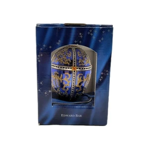 Edward Bar Handmade Blue Glass Ornament Swarovski Crystal Poland Limited Boxed - Picture 1 of 9