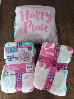 NUEVO Shopkins Happy Places Peluche Dos Mantas y Almohada Foto 1 de 4