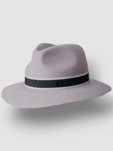 $995 Maison Michel Paris Women's Purple Rico Italy Wool-Felt Fedora Hat Size M - Picture 1 of 3
