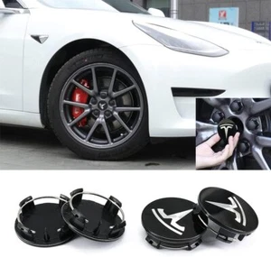Aero Wheel Cap Kit Tesla Hub Center Covers Lug Nut Caps/Model 3 Y S X Logo - Picture 1 of 11