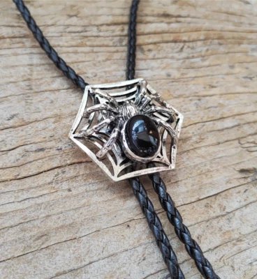 Araña Turquesa Para Hombres Bolo Corbata Collar de Boda Cuero PU Cuerda Vaquero Occidental Foto 1 de 4