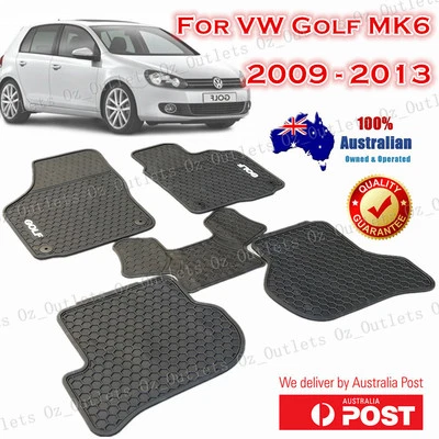 Latex Rubber Car Floor Mats Tailor Made VW Volkswagen Golf MK6 2009 - 2013 White - image 1 of 4
