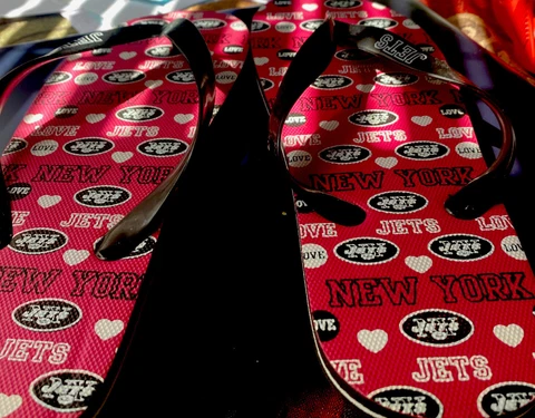 New York Jets Pink NFL Unisex Big Logo Flip Flops Cover