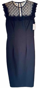 Premier Amour Womens Sz 2 Black Dress High Neck Lace Stretchy Polyester NWT - Picture 1 of 5