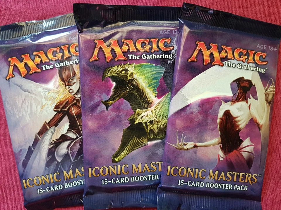 MTG Magic The Gathering ICONIC MASTERS New Sealed Booster ALL 3 PACK ART  - Image 1 of 1