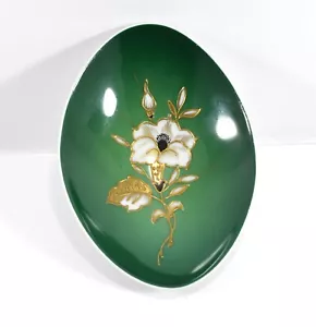 WALLENDORF GREEN AND GOLD RELIEF PORCELAIN OVAL DISH - Picture 1 of 5