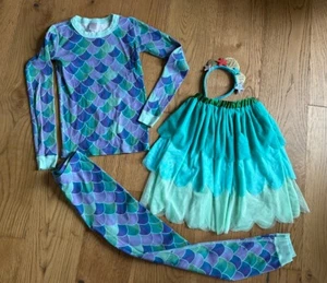 Hanna Andersson Girls Mermaid Costume Pajamas Headband Tutu Skirt Sz 150 12 - Picture 1 of 8