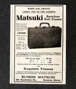 Estuche de bambú Matsuki 1905 anuncio traje de transporte de viaje estampado antiguo AD - Imagen 1 de 2