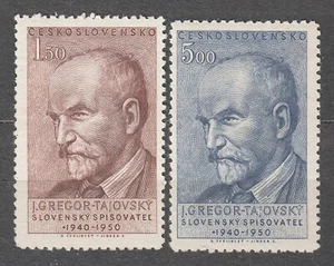CZECHOSLOVAKIA 1950 SC#432/33 **MNH pair, 10th death of J.R. Tayowsky, writer. - Imagen 1 de 1