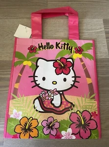 HAWAII FLORAL HELLO KITTY CUTE REUSABLE SHOPPING TOTE BAG SANRIO NWT - Picture 1 of 2