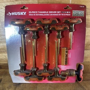 HUSKY 20-Piece T-Handle Driver Set 836-395 Ratcheting Phillips Slotted Square - Picture 1 of 16