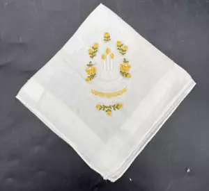 Pañuelo Vintage Bordado Feliz Cumpleaños Flores Amarillas Pastel de Cumpleaños - Imagen 1 de 13