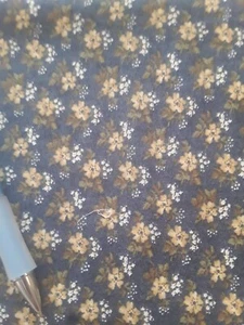 Floral Quilt Fabric 2 yds David Textiles Blue/Gold Civil War Calico Country '70s - Picture 1 of 1