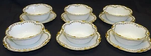 Haviland Limoges France 6 Ramekins with Saucers Schleiger 520 Red, Green Gold - Picture 1 of 6