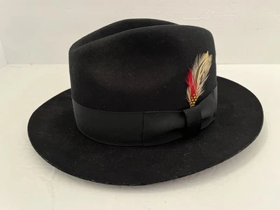 Sombrero Fedora Bailey Negro 100% Lana Forrado con Acento, WPL 5923, Talla Grande. Foto 1 de 4