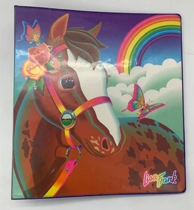 1990s LISA FRANK Horse Butterfly Rainbow Chaser 3-Ring Binder Vintage 1 OWNER - Picture 1 of 16