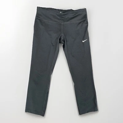 Nike Dri Fit Leggings Women M Black Mesh Panel Cropped Running Pants Athleisure - Image 1 of 4