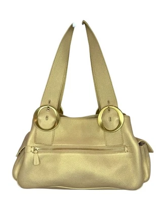 Bolso de Hombro Sondra Roberts Dorado Metálico Doble Correa Foto 1 de 4