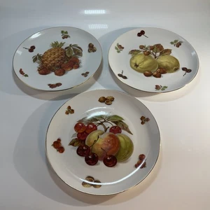 Vintage Seltmann Weiden Bavaria Wüstensalatteller Obst Design Gold 3er Set - Bild 1 von 5