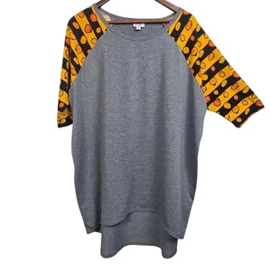 Top túnica de béisbol a rayas calabaza de Halloween gris Lularoe talla L - Imagen 1 de 6