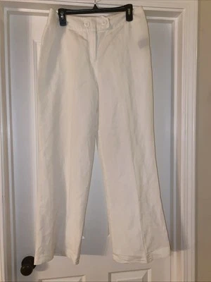Women's East 5th Pants Linen Blend White Fully Lined Double Button Nautical 10 - Image 1 of 4
