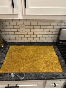 Vtg MCM Mohawk Carpet Sample Demo 1970s Showroom Rug Mat 18” X 27”  Yellow Gold - Picture 1 of 9