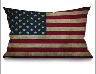 Funda Almohada Rústica Bandera de Estados Unidos Vintage Bandera Americana Diseño Patriótico a Rayas Foto 1 de 2