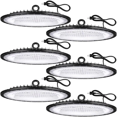 YANYCN 6 Pack 200W UFO Led High Bay Light Fixture,120VAC,30800LM,5000K Daylig... - Image 1 of 4