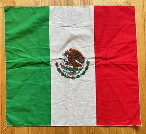 Vint 1950s 60s MEXICO Small Parade Flag 23.25" x 21" Cotton Handkerchief - Picture 1 of 7