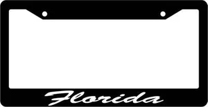 Black License Plate Frame CURSIVE Florida Auto Accessory 1252 - Picture 1 of 1