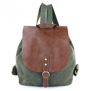  Vintage Retro Leather Canvas Backpack Rucksack Weekend Bag Stachel Carry On New