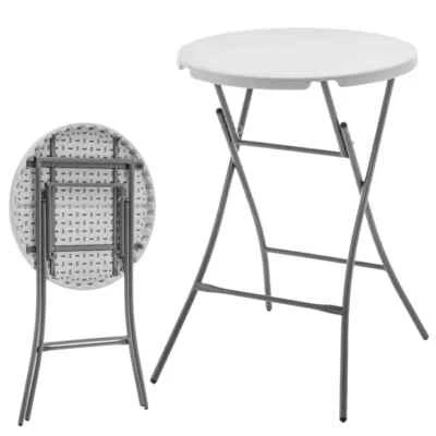 Nagano Klapptisch Runder weißer faltbarer Gartentisch | 80 cm Durchmesser - Bild 1 von 4