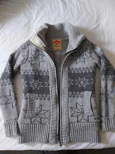 Lee Cooper Lady's Grey Knitted double zip jacket warm cosy Sherpa Fleece lined - Picture 1 of 5