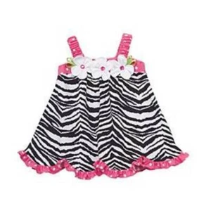 Rare Editions Toddler Girls Black & White Zebra Print Sun Dress - Picture 1 of 3