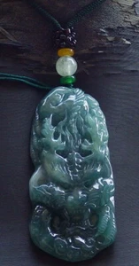 Videozertifiziert Grün Natürlich 100% A Jade Jadeit Anhänger Drache 400418 VS - Bild 1 von 8